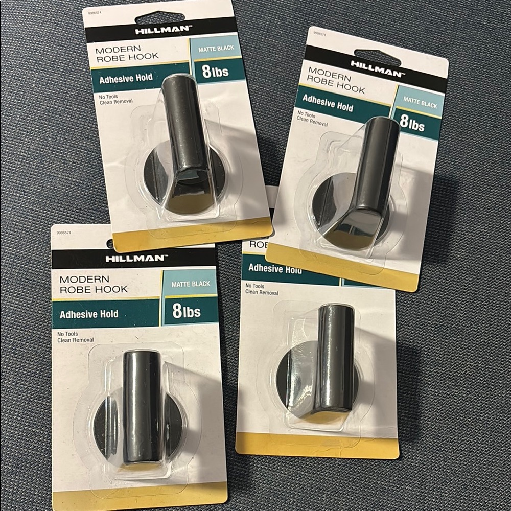 Hillman Modern Robe Hook Set - Matte Black